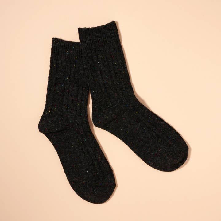 Lilla Haven - Wholesale Socks - Women's - Mélange Wool Blend Cable Knitted Calf Socks3