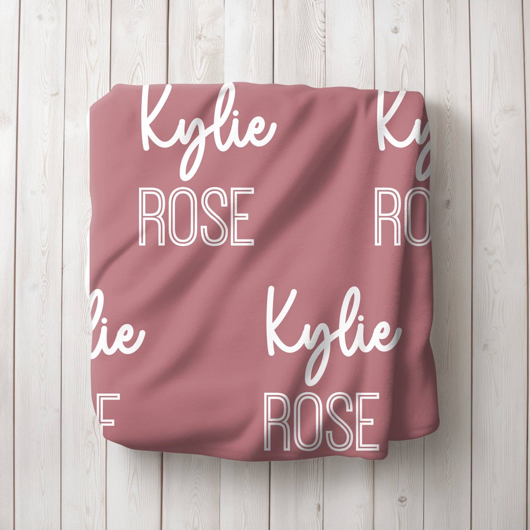 Monogram Junkie - Wholesale Bedding Blanket - Kids & Baby - Personalized Dusty Rose Repeating Name Baby Blanket1