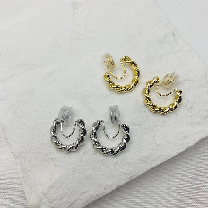 Revelari - Wholesale Jewelry Set - Twisted Hoop Earring Set in Gold and Silver2
