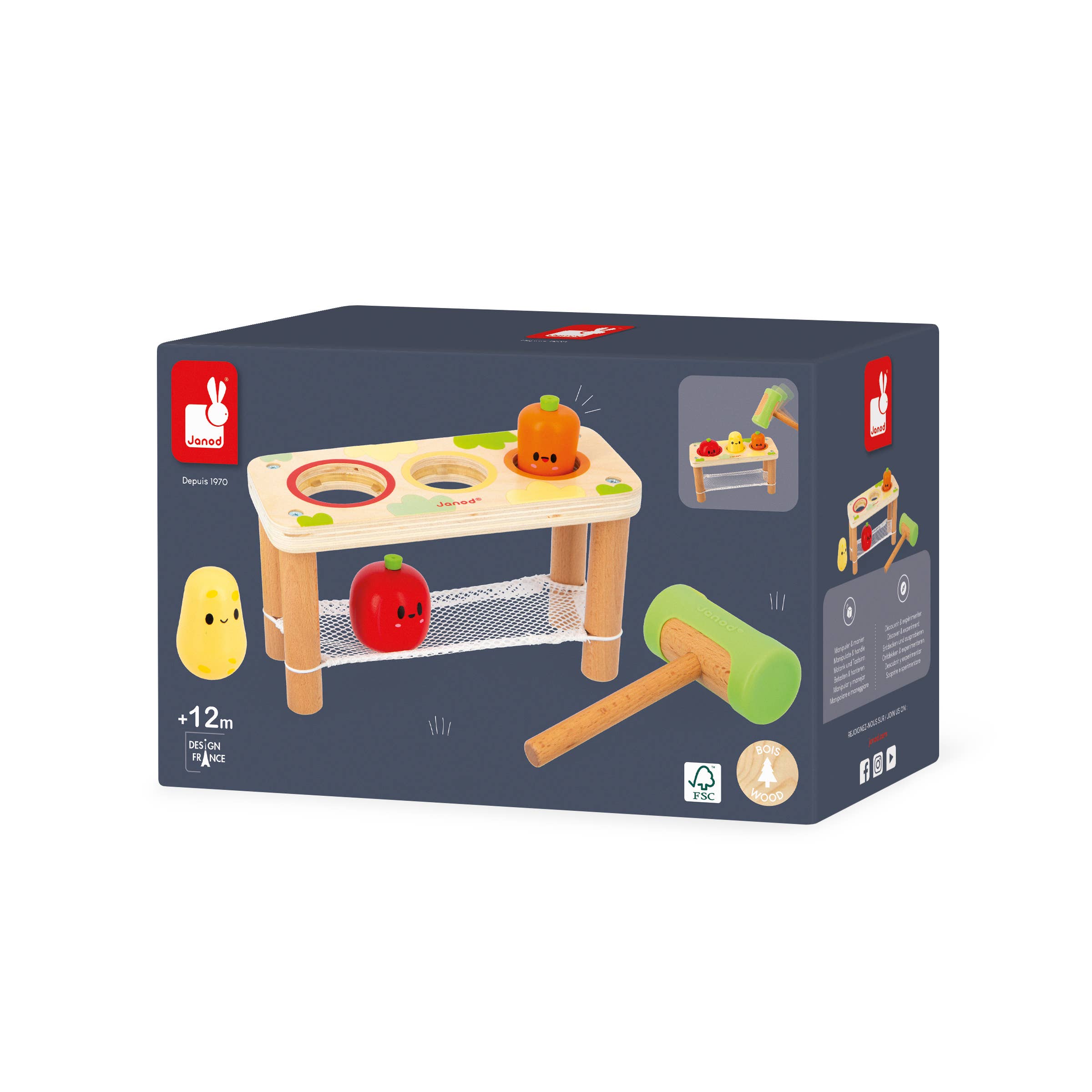 Janod - Vente Jouet en bois – enfant - FERME | TAP TAP LÉGUMES | JOUET EN BOIS | À PARTIR DE 12 MOIS+3