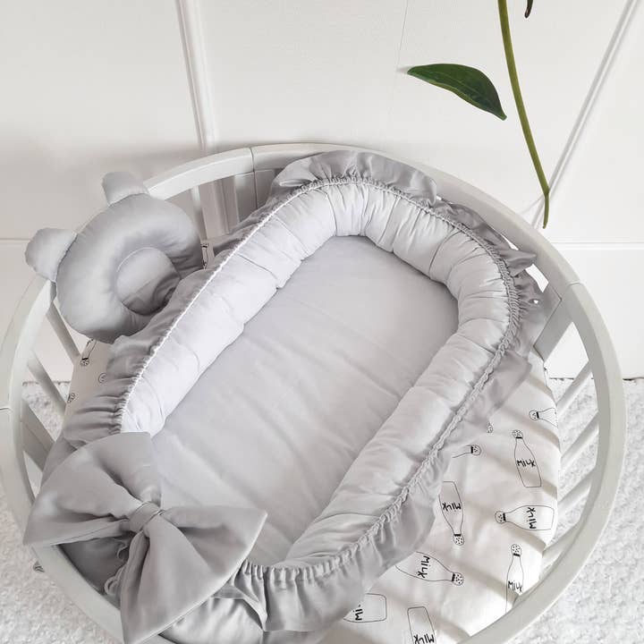 Allbright Kids - Vendita all'ingrosso Culla - Neonati - Nido per Neonati. BabyNest in Cotone + Ricamo Personalizzato. Cuscino in Regalo!6