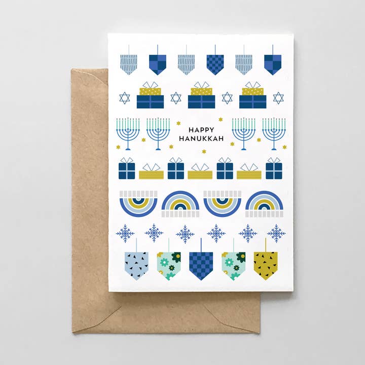 Happy Hanukkah Collage Card for wholesale by Spaghetti & Meatballs