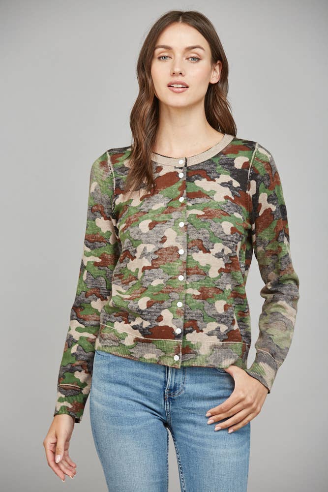 FATE – Großhandel Strickjacke – Damen – CAMO-PRINT-FRONT-KNOPFVERSCHLUSS-CARDIGAN FW155561