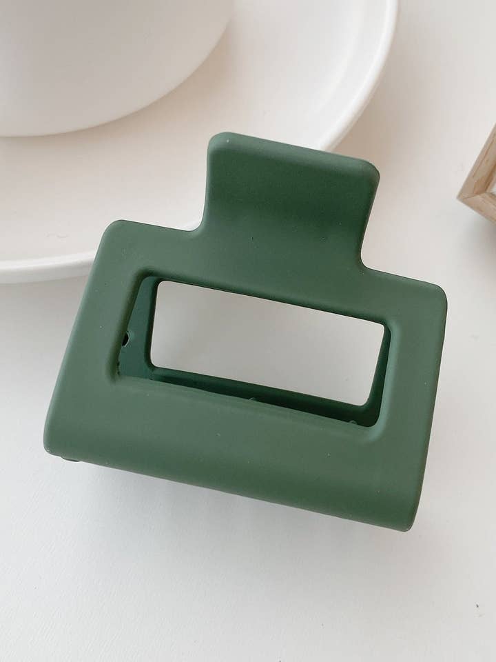 Small Square Claw Clips in Matte Olive Pack of 2 for wholesale by Avenue Wholesale