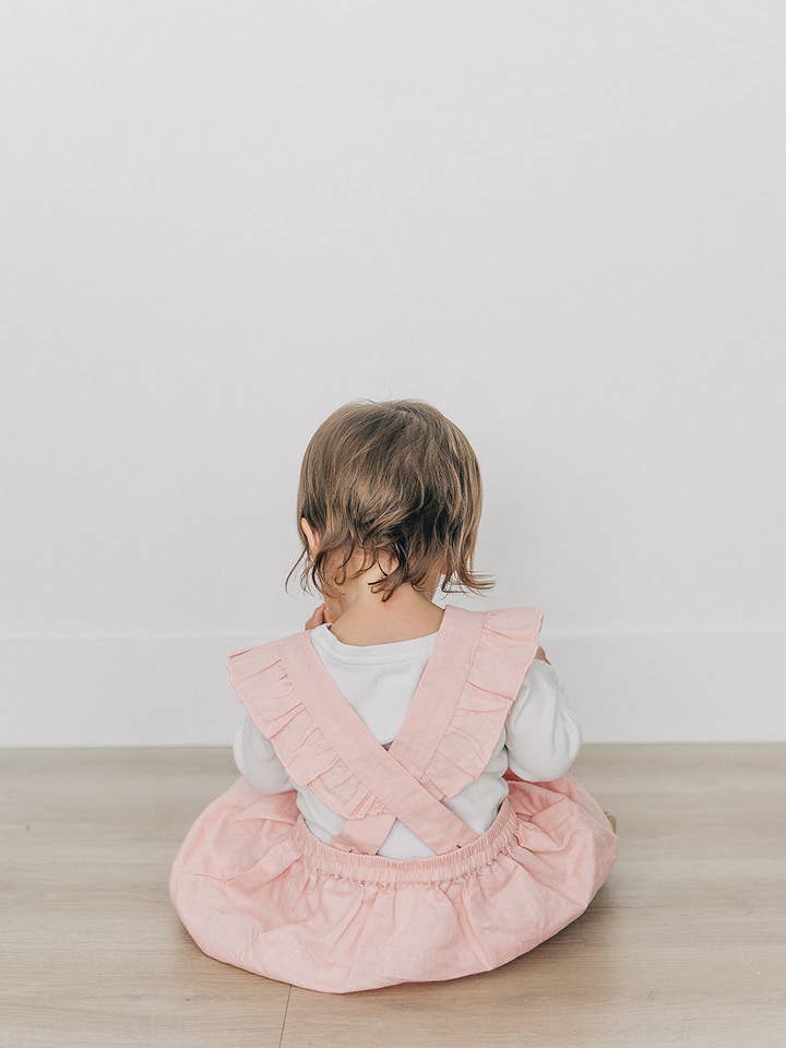 Grey BABY Pinafore Linen Dress for wholesale on Faire