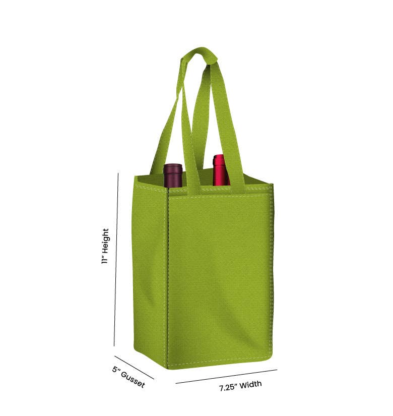 Non Woven Totes - Wholesale Wine Tote - Reusable 2-Bottle Wine Tote Bag-7.25x11x5 with Bottom Gusset | Custom Printed Wine Totes9