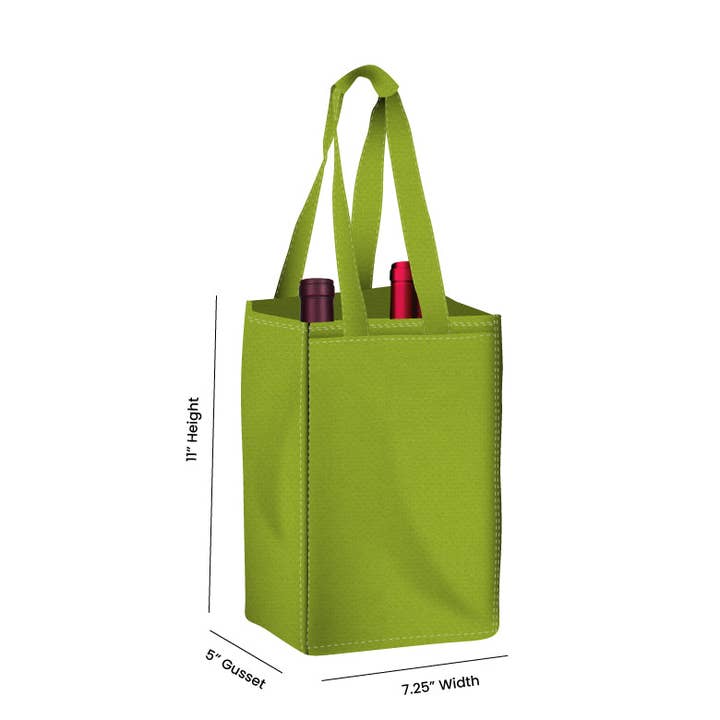 Non Woven Totes - Wholesale Wine tote - Reusable 2-Bottle Wine Tote Bag-7.25x11x5 with Bottom Gusset | Custom Printed Wine Totes9