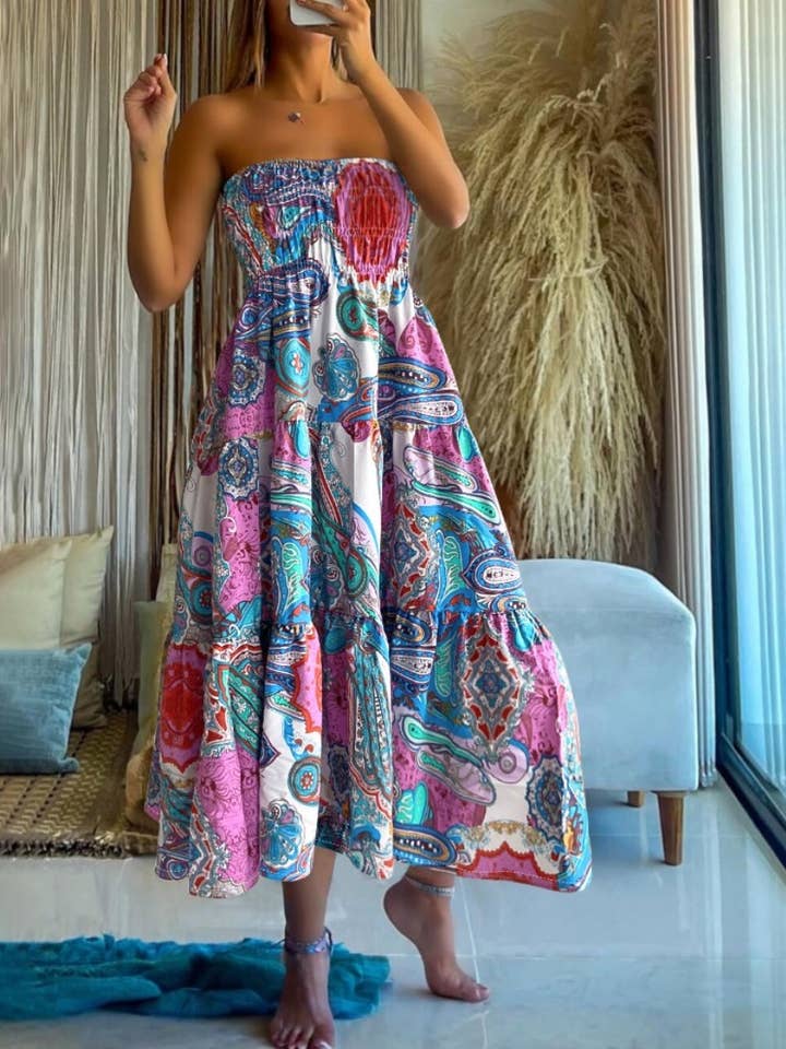 Rosa Clothing - Wholesale Skirt - Women's - Swing Style Bohemia Ethnic Floral maxi skirt19