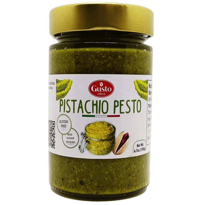 Gusto Etna, Pistachio Pesto Jar, Salty Pistachio Pesto, Product of Italy, 6.7 oz (190g) for wholesale by Wholesale Italian Food