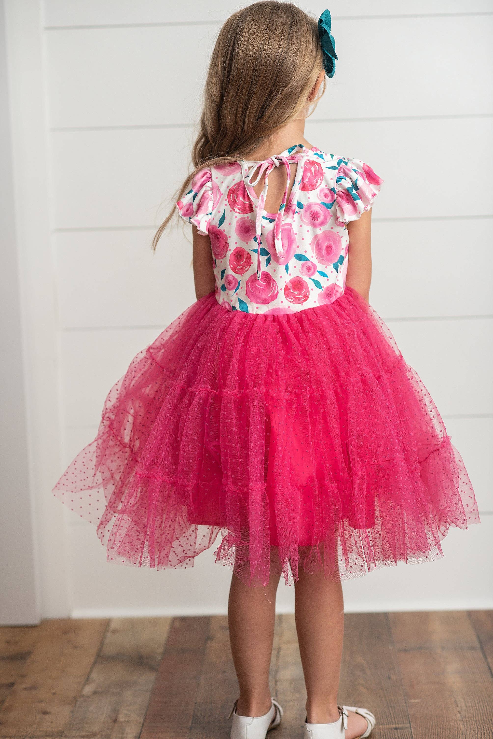 Adorable Sweetness - Wholesale Dress - Kids - Girls Bright Pink Rose Tiered Tulle Spring Easter Dress4