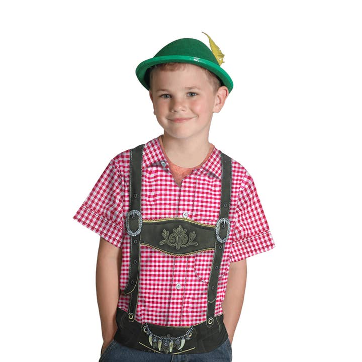 European Heritage Gifts - Wholesale Costume - Kids - Oktoberfest Costume Youth Lederhosen Realistic Faux Shirt