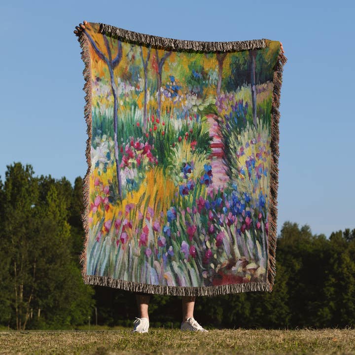3dRose - Wholesale Throw Blanket - 3dRose, Print of Monet Painting Monet Garden, Blanket1