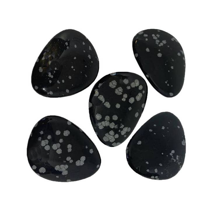 Snowflake Obsidian Thumb Stones for wholesale by Crystal Magick Wholesale Ltd