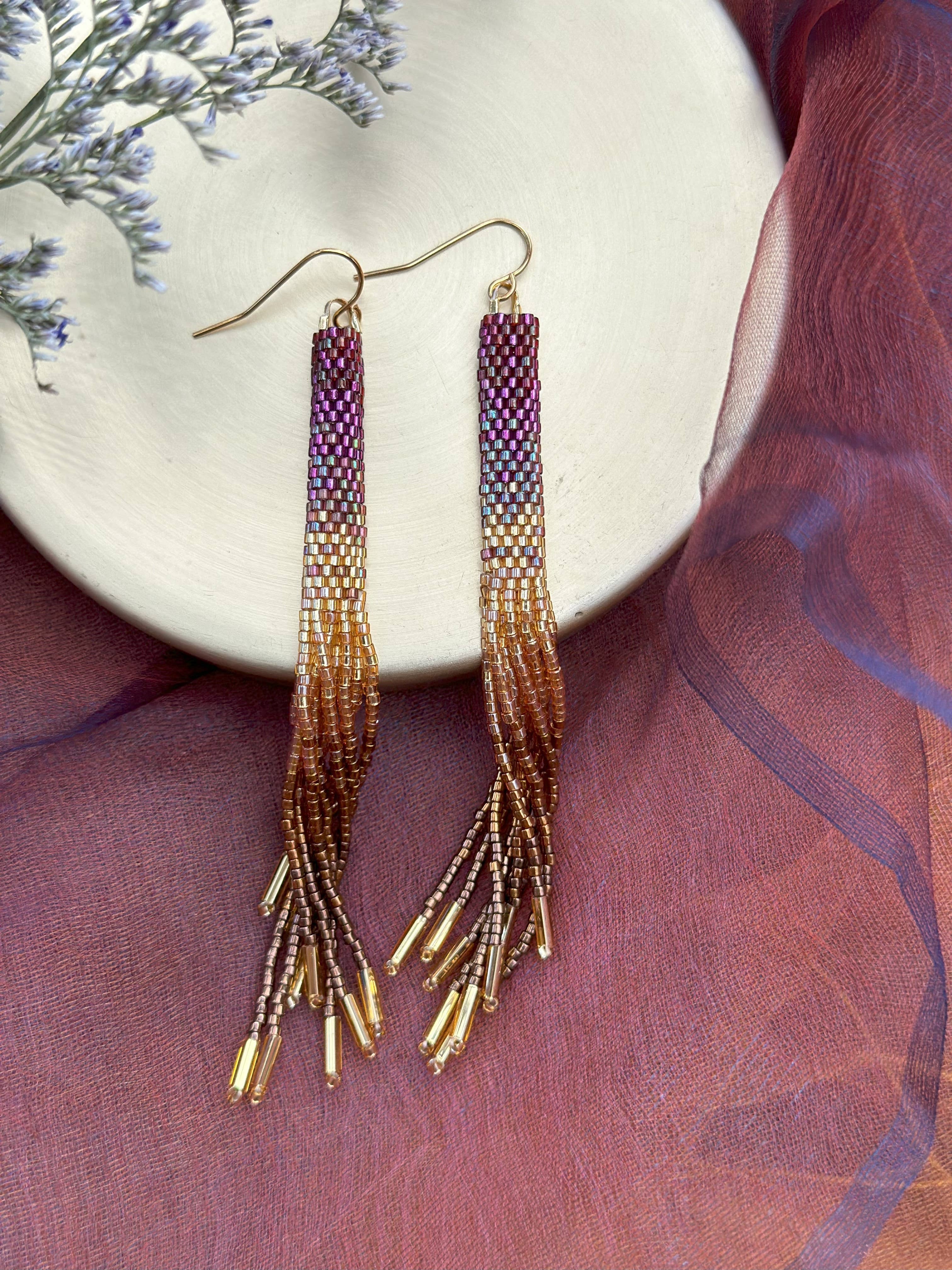 Mayana Designs Co - Wholesale Tassel Earrings - Beaded Handwoven Ombre Tassel Earrings (Indigo)4