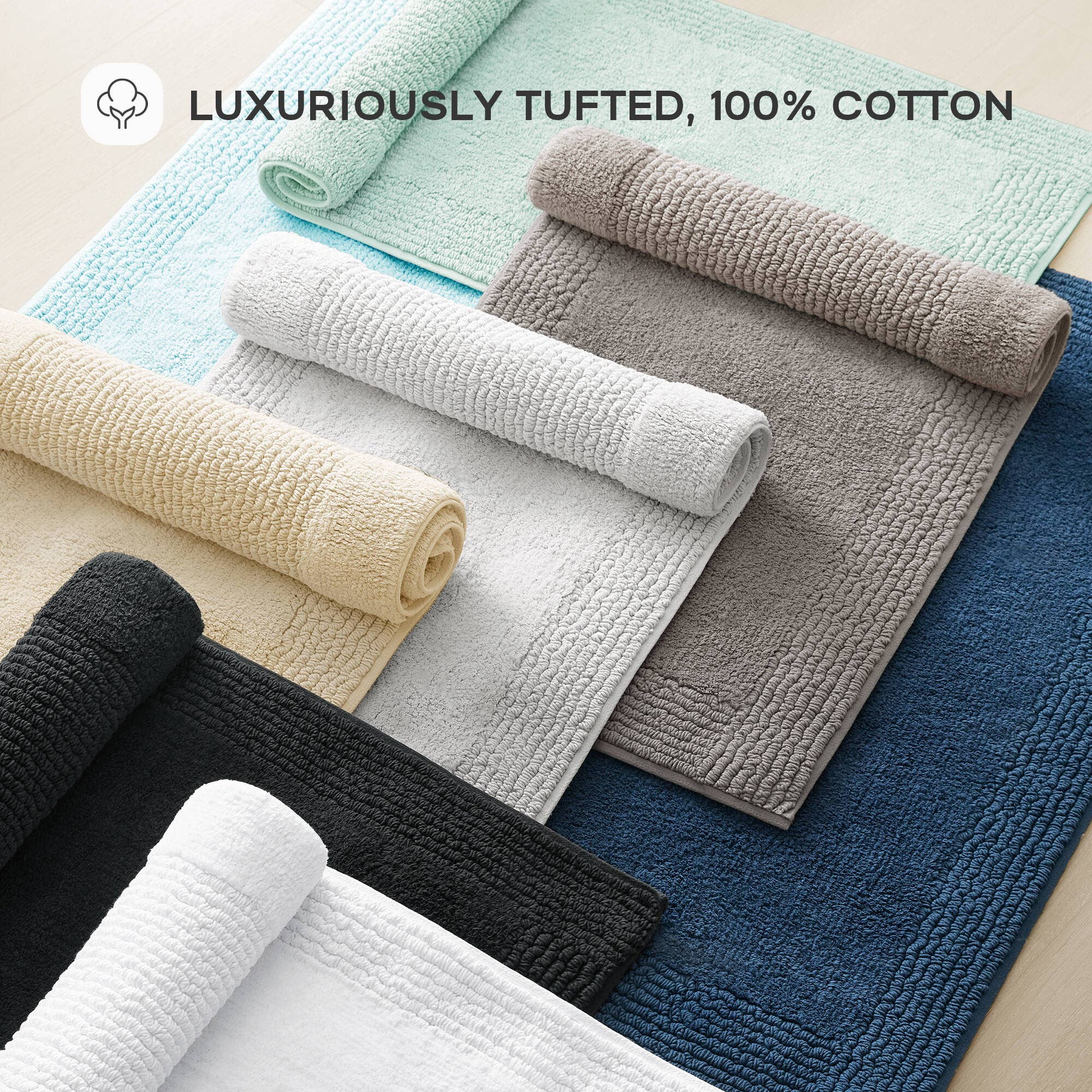 Olliix - Wholesale Bath Mat - Reversible Cotton Bath Rugs, Grey16