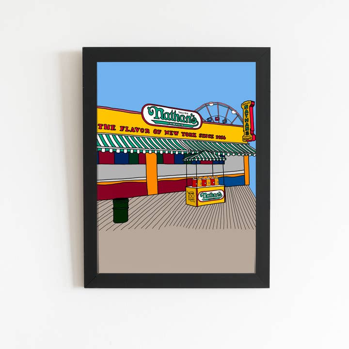Nathan's Famous Print | Colorful NYC Food Wall Decor for wholesale by Pancake Press