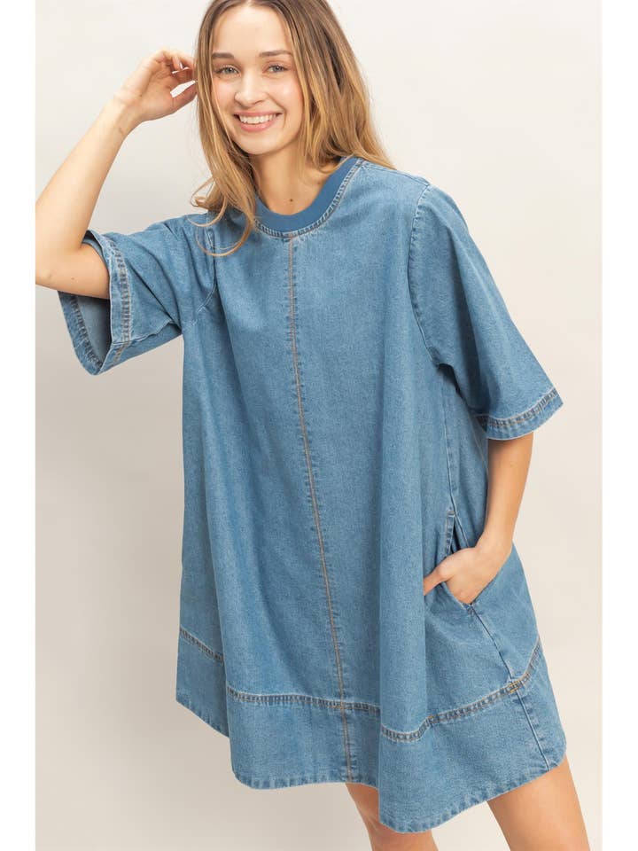 Crew Neck Denim Tunic for wholesale by HYFVE