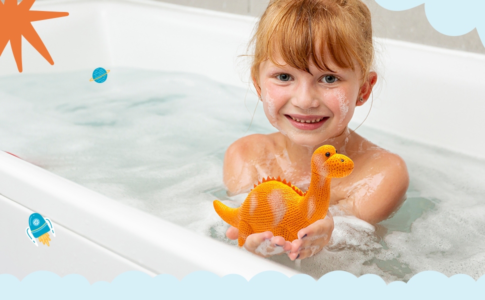 Best Years Ltd - Wholesale Bath Toy - Baby - Rubber Orange Diplodocus Dinosaur Toy, Bath Toy and Teether10