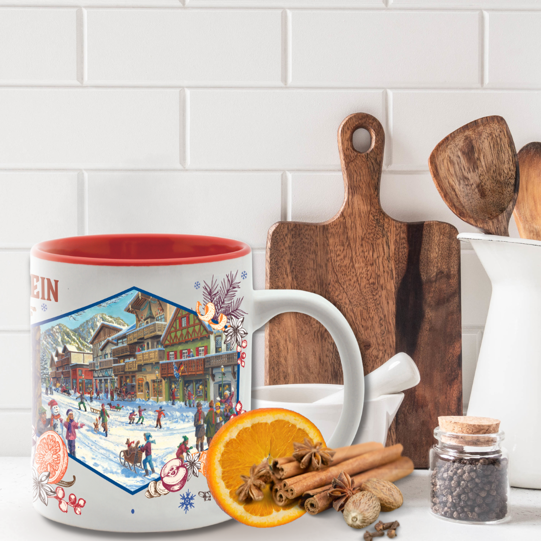 European Heritage Gifts - Vente Tasse à café - Charmant mug en céramique Gluhwein German Village Winter Street1
