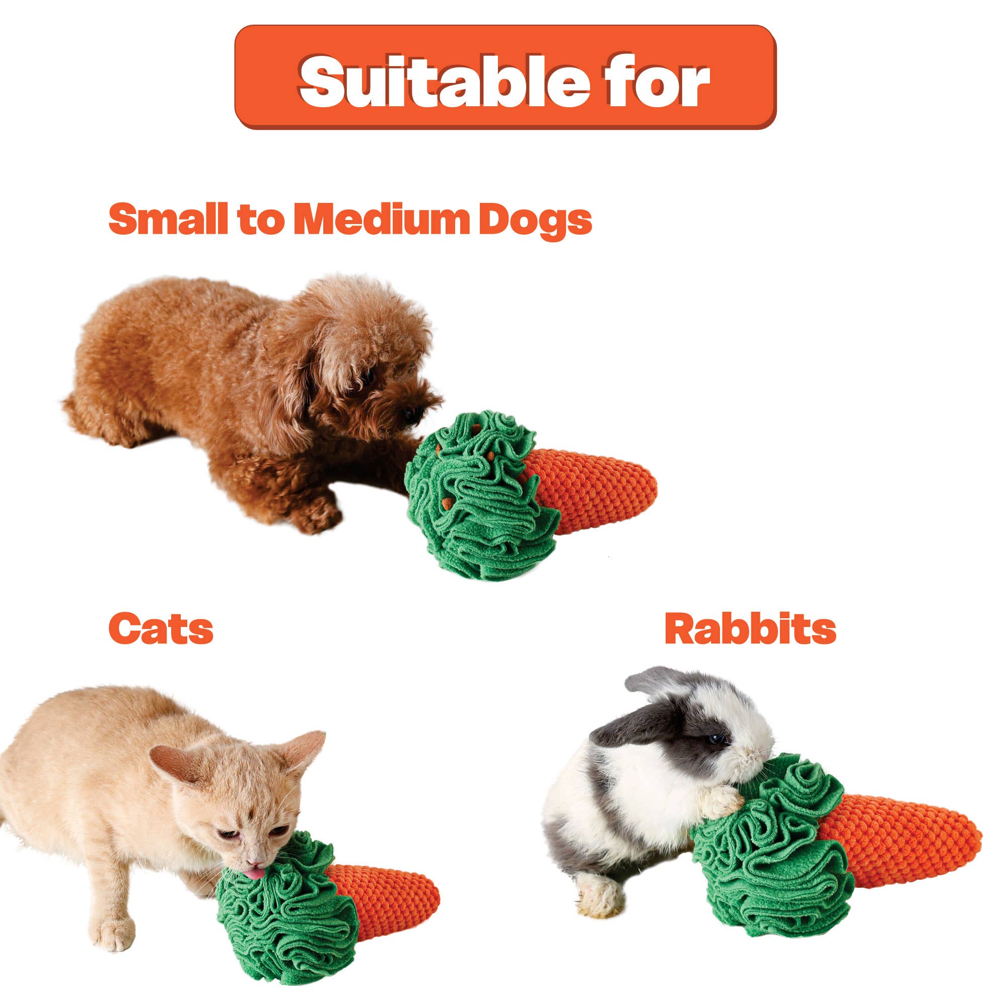 LUFTPETS - Wholesale Pet Plush Toy - Dog - Carrot Snuffle Toy for Dogs, Cats & Small Pets – Squeaky- 9"6