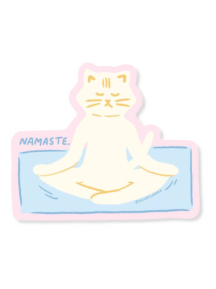 Adhesivo de vinilo Namaste Cat para venta al por mayor de Desk of Sandra