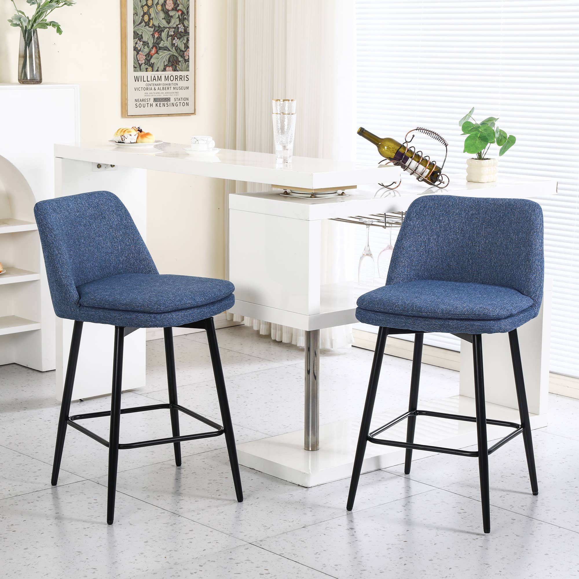 HOMYCASA DESIGN INC - Vente Tabouret - Tabourets de Comptoir Pivotants Ensemble Hauteur 26" Option Lin/Cuir PU21