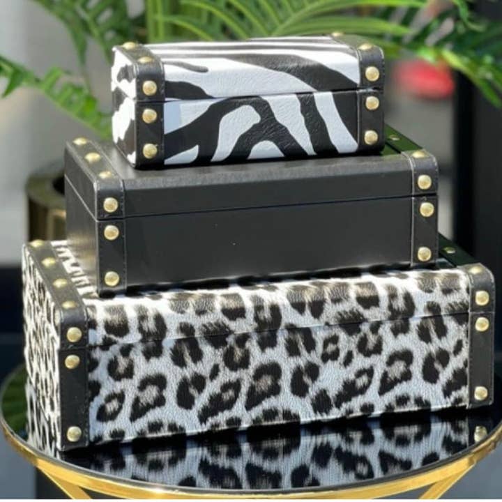 Triple Leopard Boxes for wholesale by New Look Furniture and Architecture