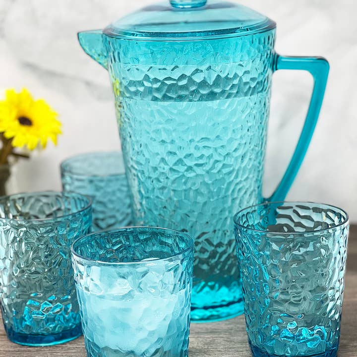 3616 Acrylic Hammer drink wares set: 1 pitcher + 4 tumblers for wholesale by LeadingWare