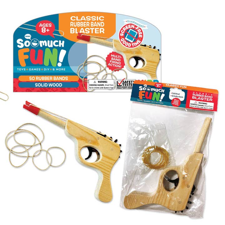 So Much Fun! Rubber Band Blaster Classic Wood Toy - 12/Pack for wholesale by Novelty Brands