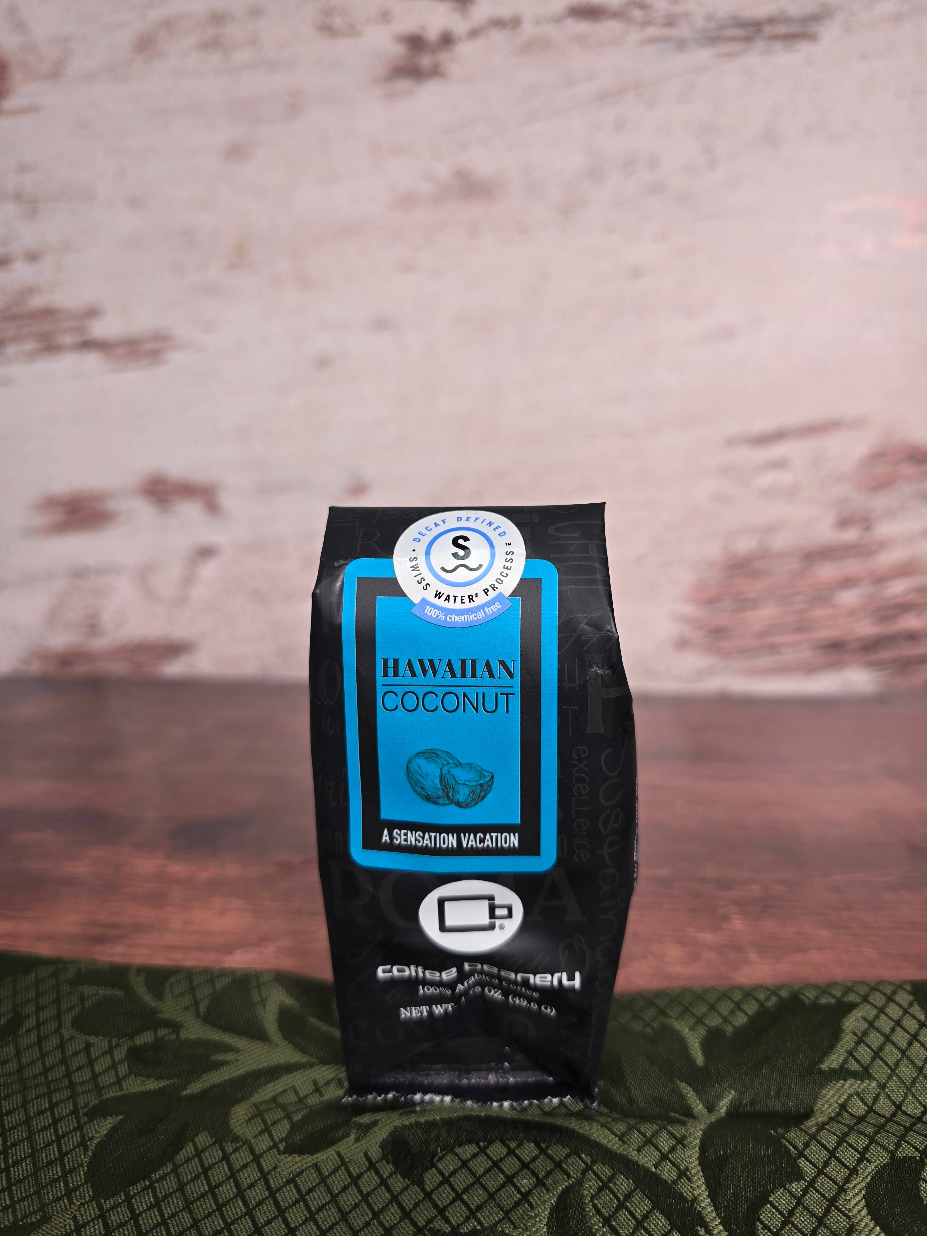 Coffee Beanery - Wholesale Ground Coffee - Hawaiian Coconut SWP Decaf Flavored Coffee | 1.75 oz One Pot2