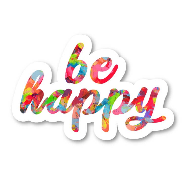 Be Happy Inspirational Quotes Watercolor 3 Pack - Set of 2.5, 3 and 4 Inch Vinyl Laptop Stickers - Inspirational Quotes Watercolor for Laptop, Phone, Water Bottle, Car & More Decal (3 Pack) for wholesale by FunPopStickers