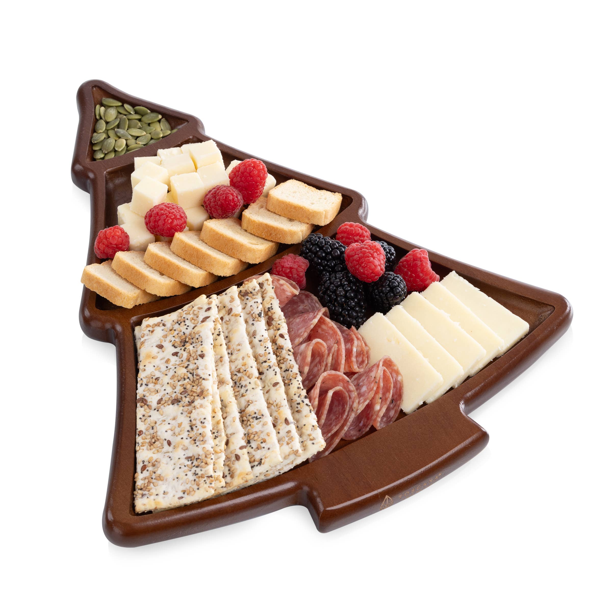 Stained Parawood Christmas Tree Reversible Serving Tray - Charcuterie Board for wholesale on Faire6