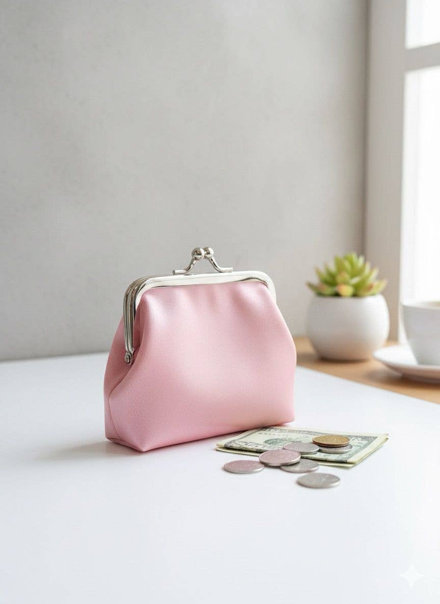 Magnifique Hearts - Wholesale Coin Purse - Women's - Pink Canvas Coin Purse – 3.5″ Compact Change Holder2