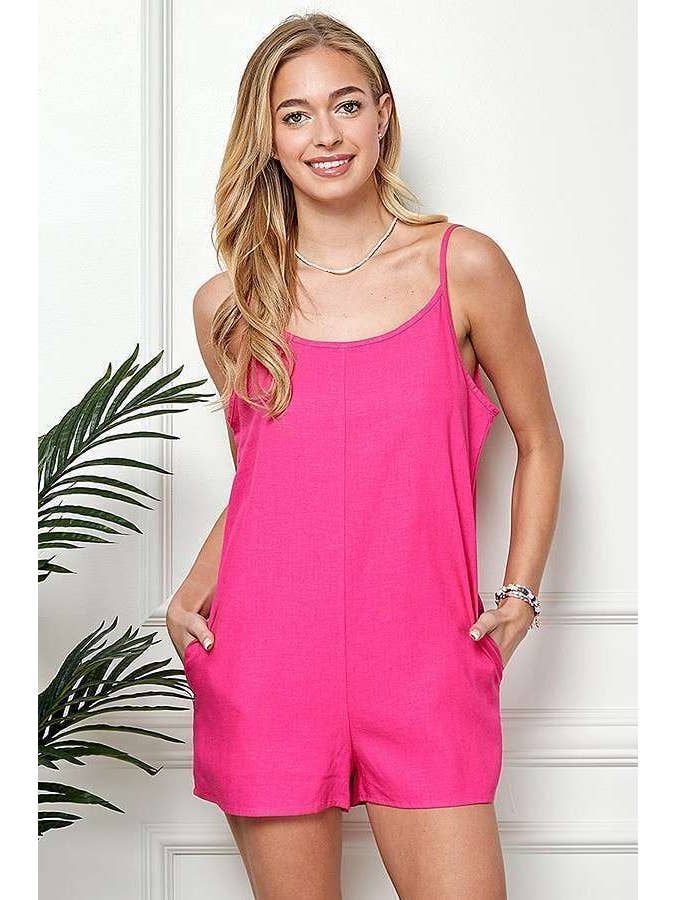 Heart & Hips - Wholesale Romper - Women's - WR48810 - RELAXED SILHOUETTE SIDE POCKET ROMPER