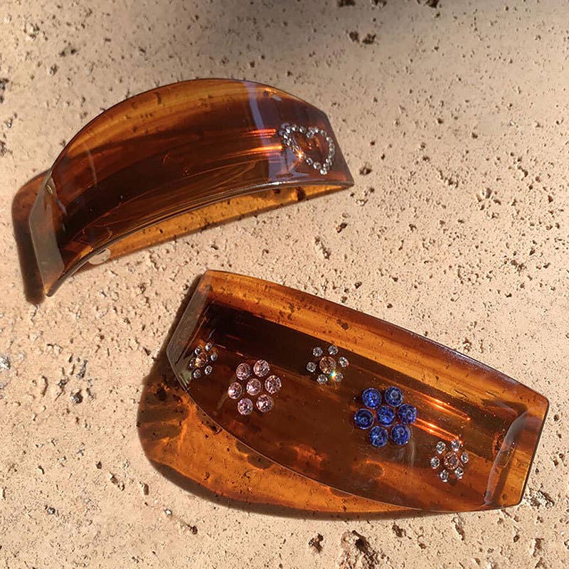 LadyJuneAccessories - Wholesale Barrette - Women's - Tortoise Shell Crystal Barrettes – Retro Hair Clip2