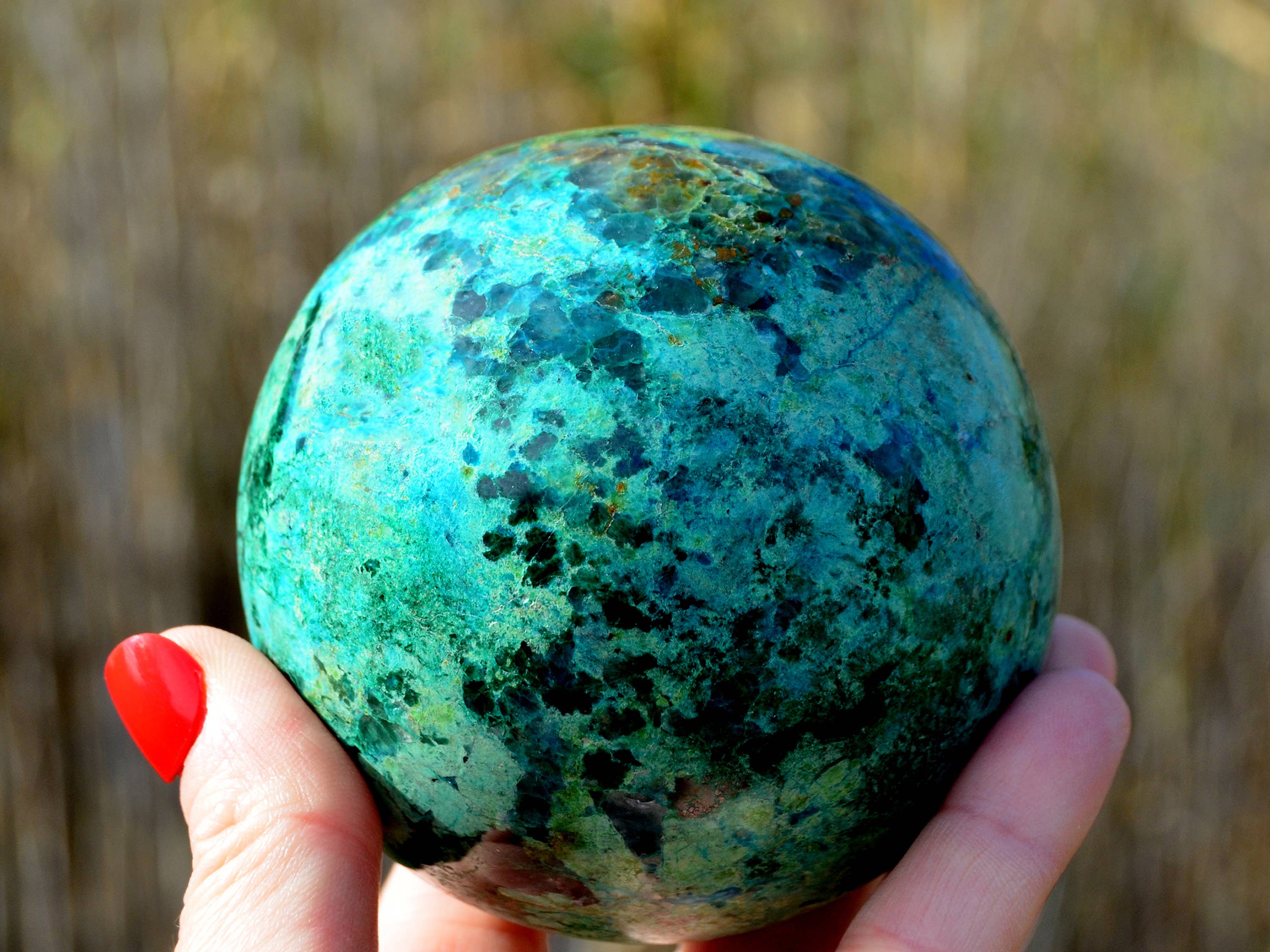 Kaia & Crystals - Wholesale Spiritual Stone/Crystal - XL Chrysocolla Sphere  (65mm - 100mm)5