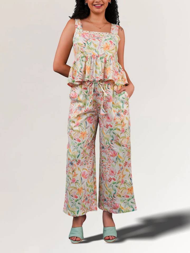 Linen Cotton Floral Co-Ord Set for Women for wholesale by Ariastop.com corporation