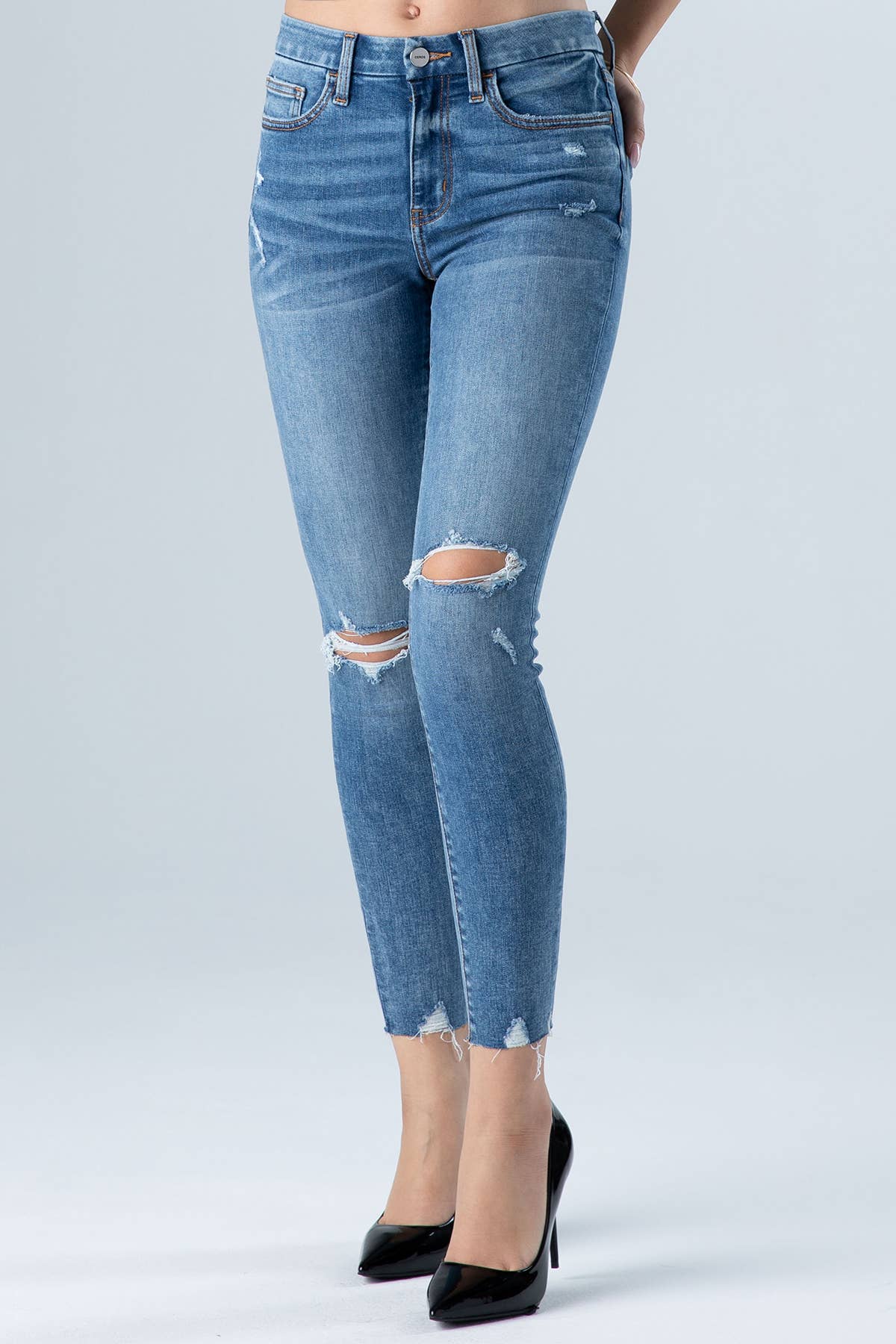 Ceros Jeans – Großhandel Jeans – Damen – Damen Jeans aus mittelhohem Bund, mittelhoher Bund1
