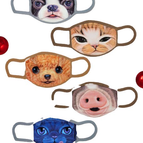 Set of 5 Fashionable Fabric Masks with Animal Designs for wholesale by BESHEEK JEWELRY