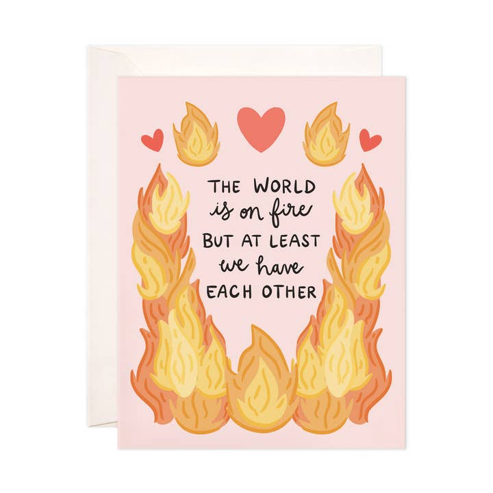 World on Fire Greeting Card - Love & Friendship Card for wholesale by Bloomwolf Studio