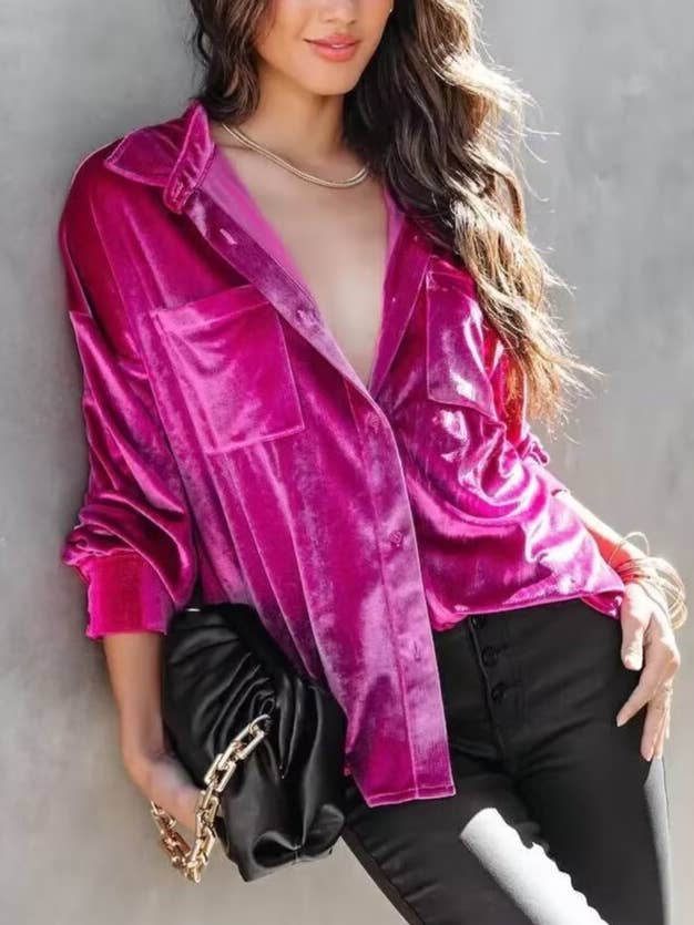 Velvet Roll-Neck Breasted Shirt for wholesale by HIDDENBRAND