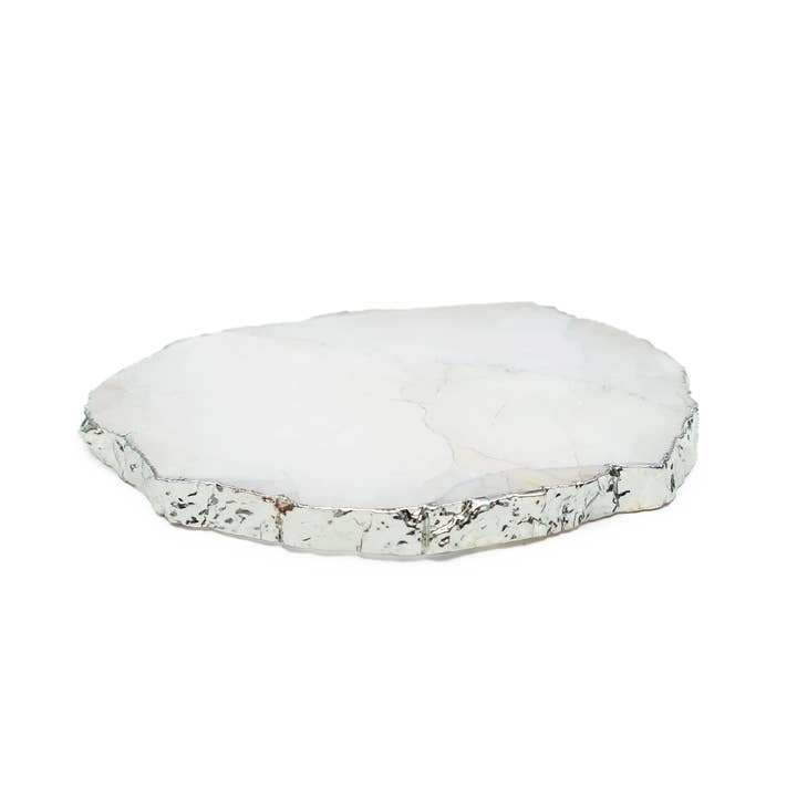 ENVIRONMENT – wholesale Coasters – Crystal Quartz Coaster (Silver sides)
