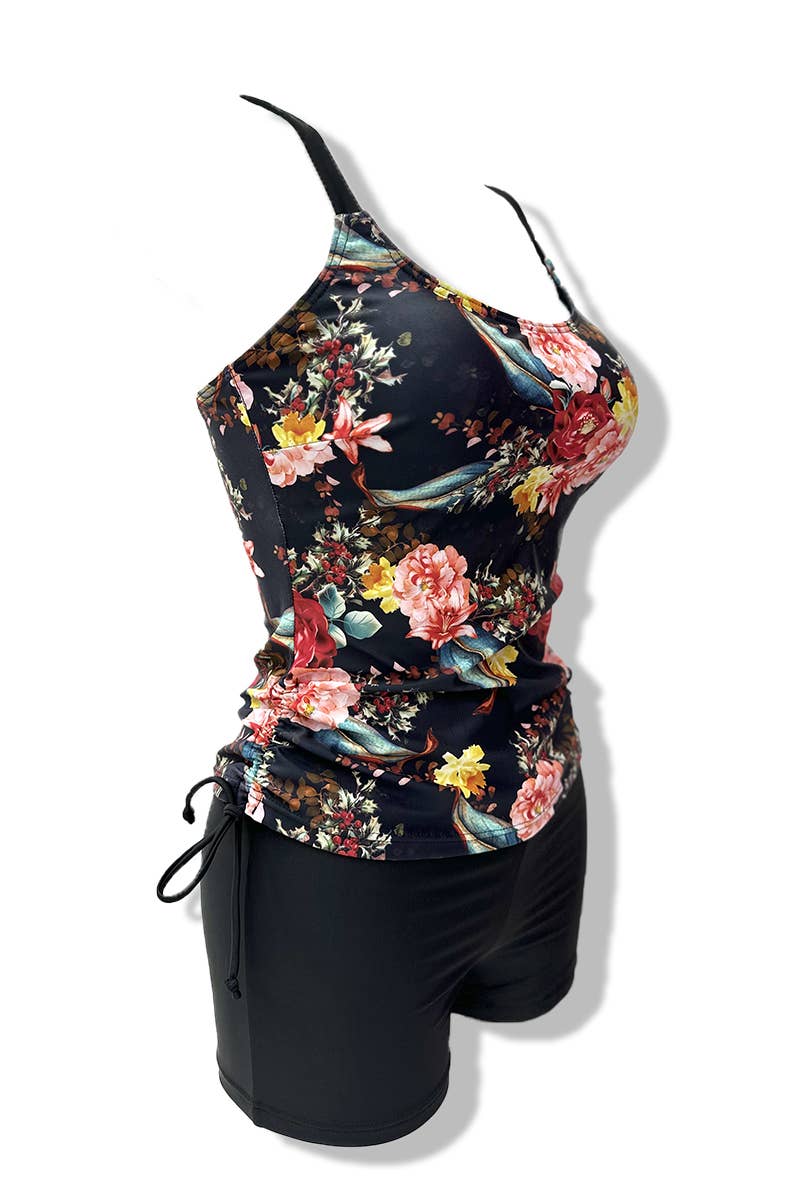 Black Printed Plus Size 2-Piece Tankini Swimsuit / HY2012 for wholesale on Faire1