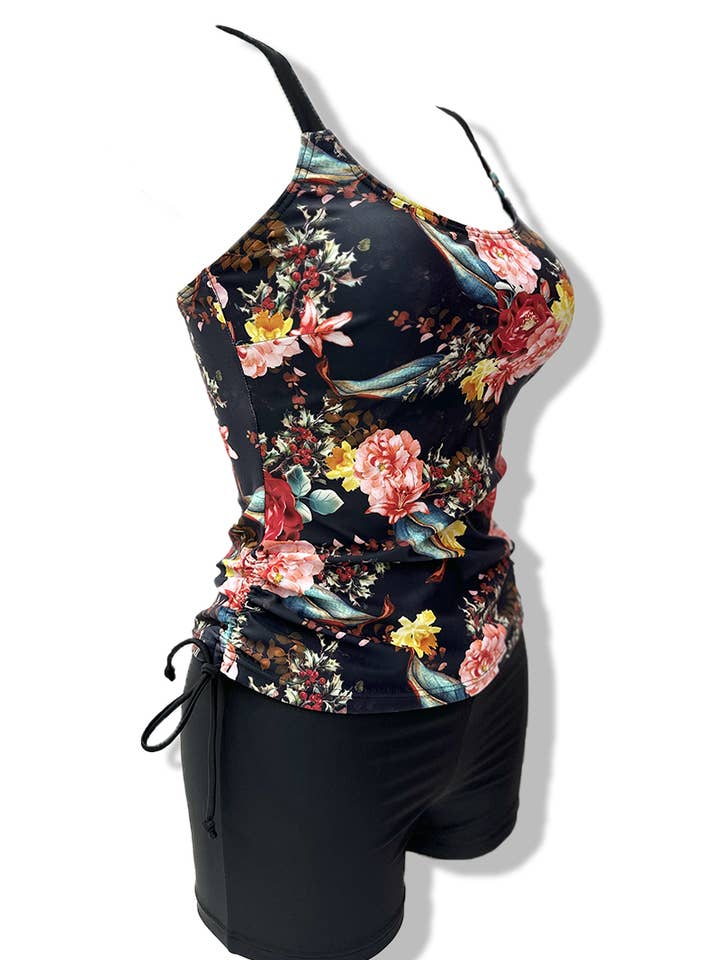 Black Printed Plus Size 2-Piece Tankini Swimsuit / HY2012 for wholesale on Faire1