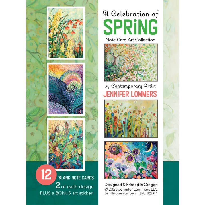 Jennifer Lommers - Wholesale Stationery/Notecard Set - Spring Celebration - Mixed Note Card Set of 12 (A6)