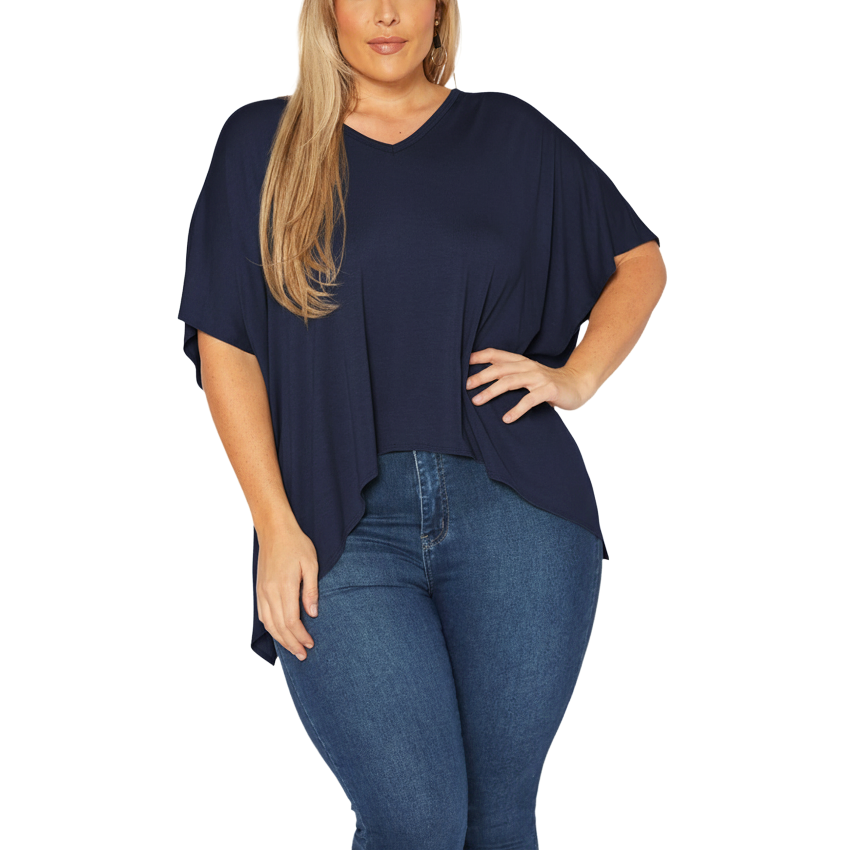 Robin K – wholesale Tunic – Women’s – Bellatrix Plus Basic V-Neck Poncho Styled Tunic3