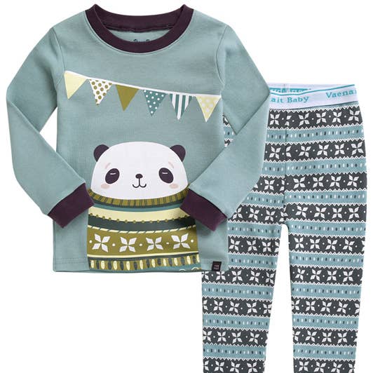 Snug Panda Cotton Long Sleeve PJs for wholesale by Vaenait Baby