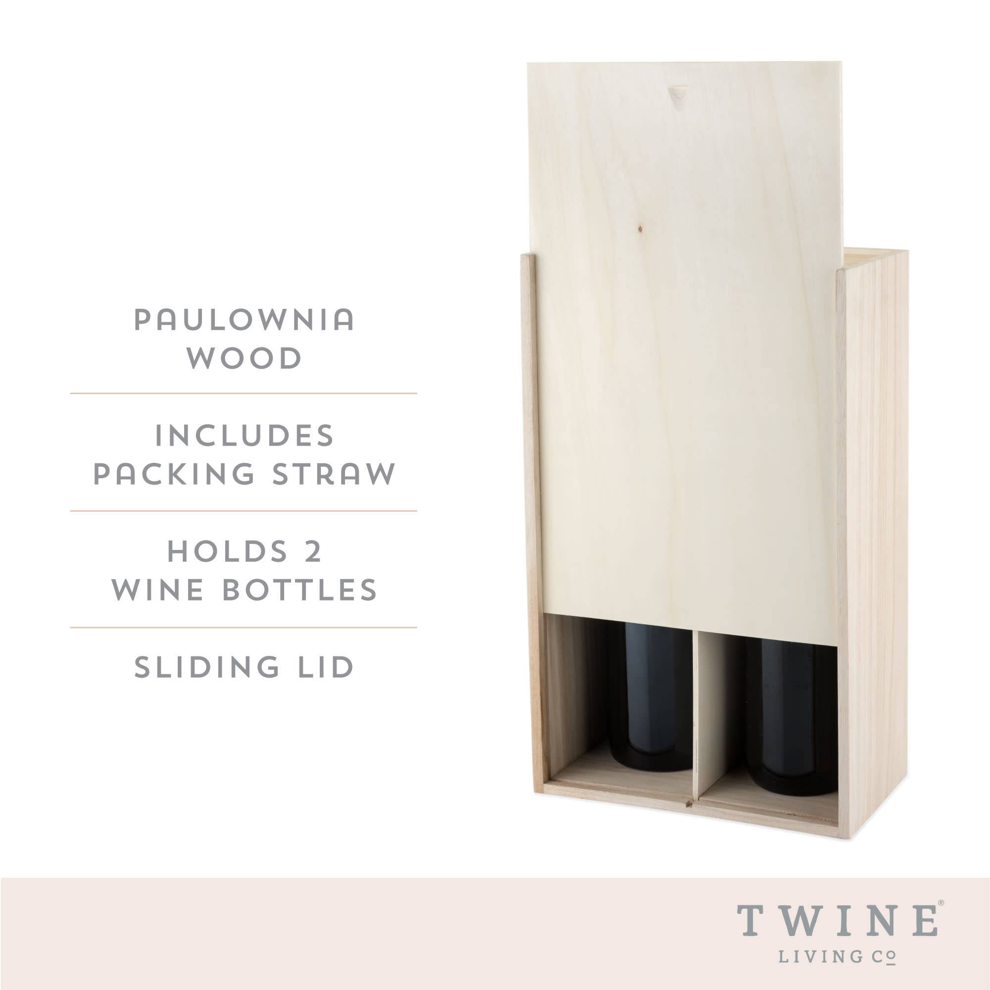 Twine - Wholesale Wine Gift Bag - 2 Bottle Wood Wine Gift Box2