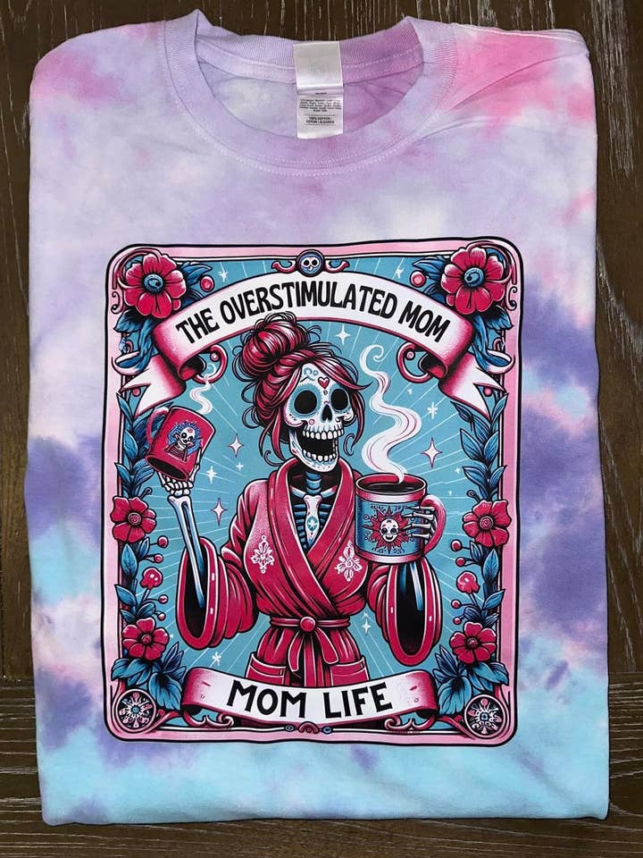 overstimulated mom life graphic t-shirt for wholesale by The Wild Flower Boutique