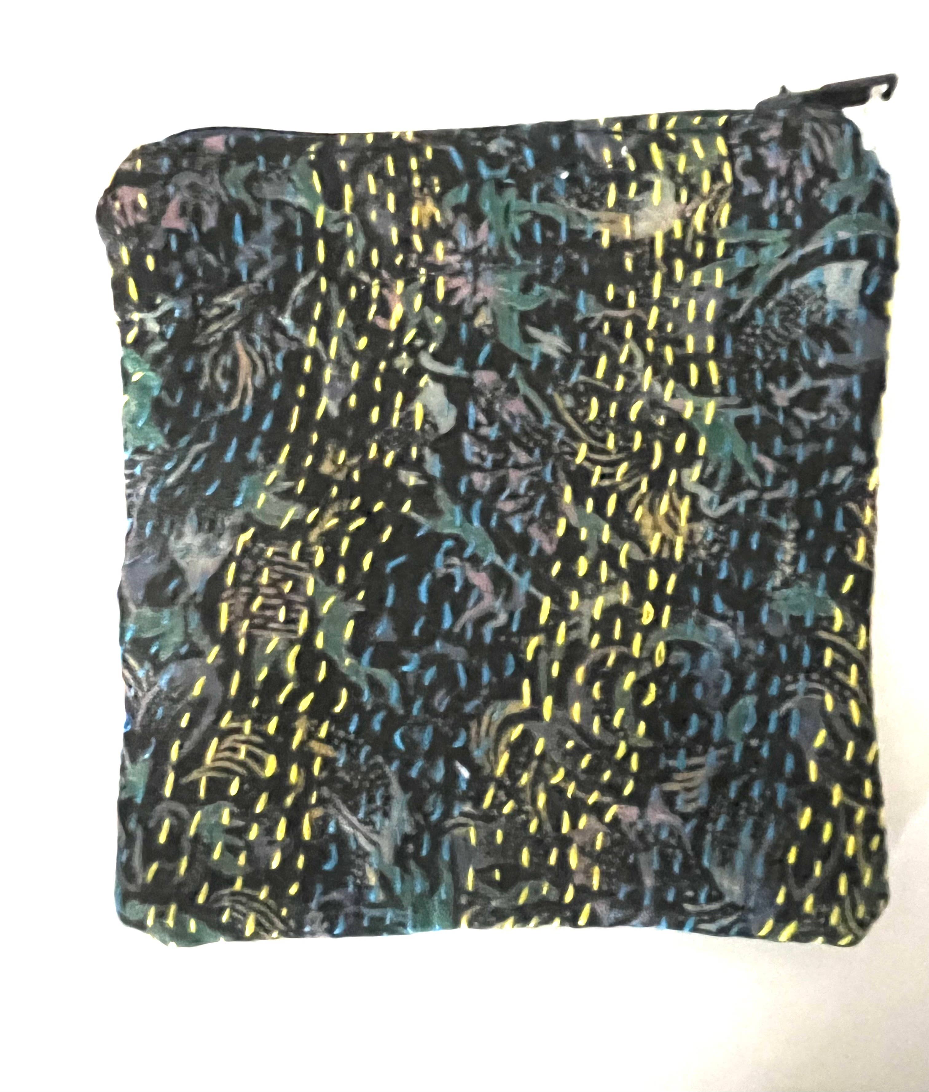 Erik & Mike - Wholesale Pouch - Women's - Kantha  embroidered stitch small pouch vintage silk assorted1